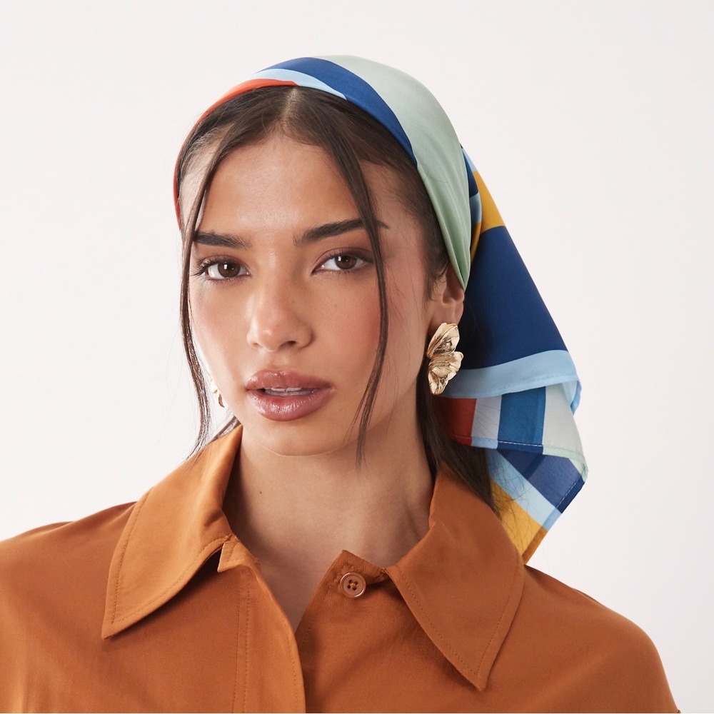 ASOS DESIGN Medium Headscarf – Bright Vertical Print – One Size – NWT